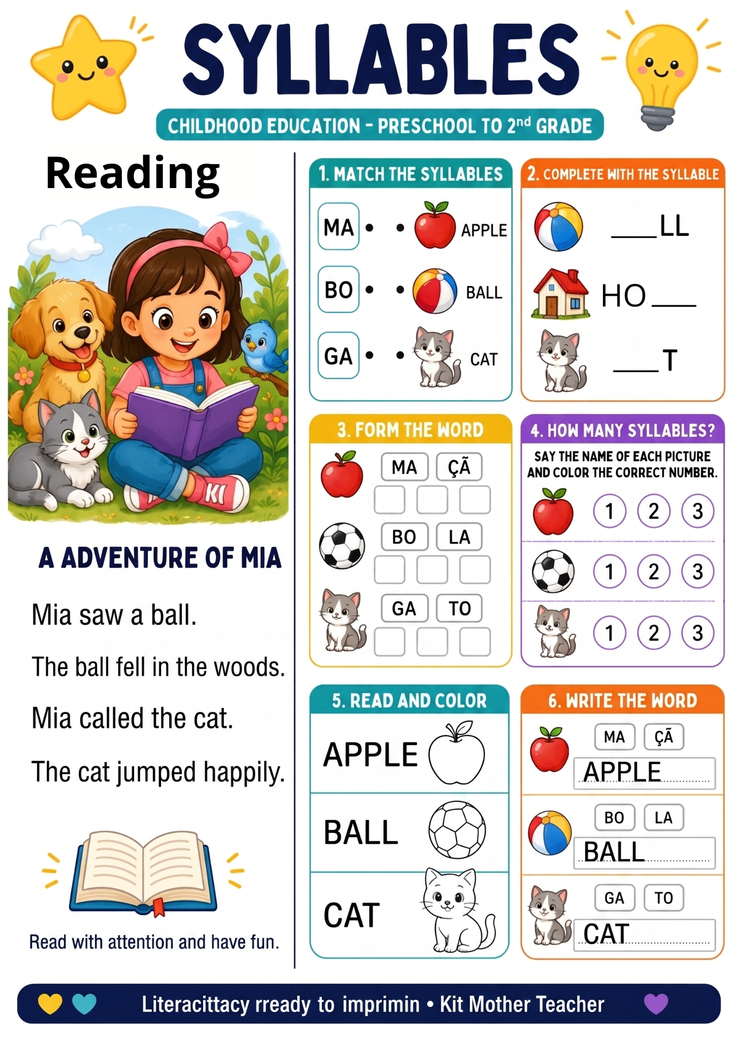 Syllables & Phonics Activity Sheet Preview